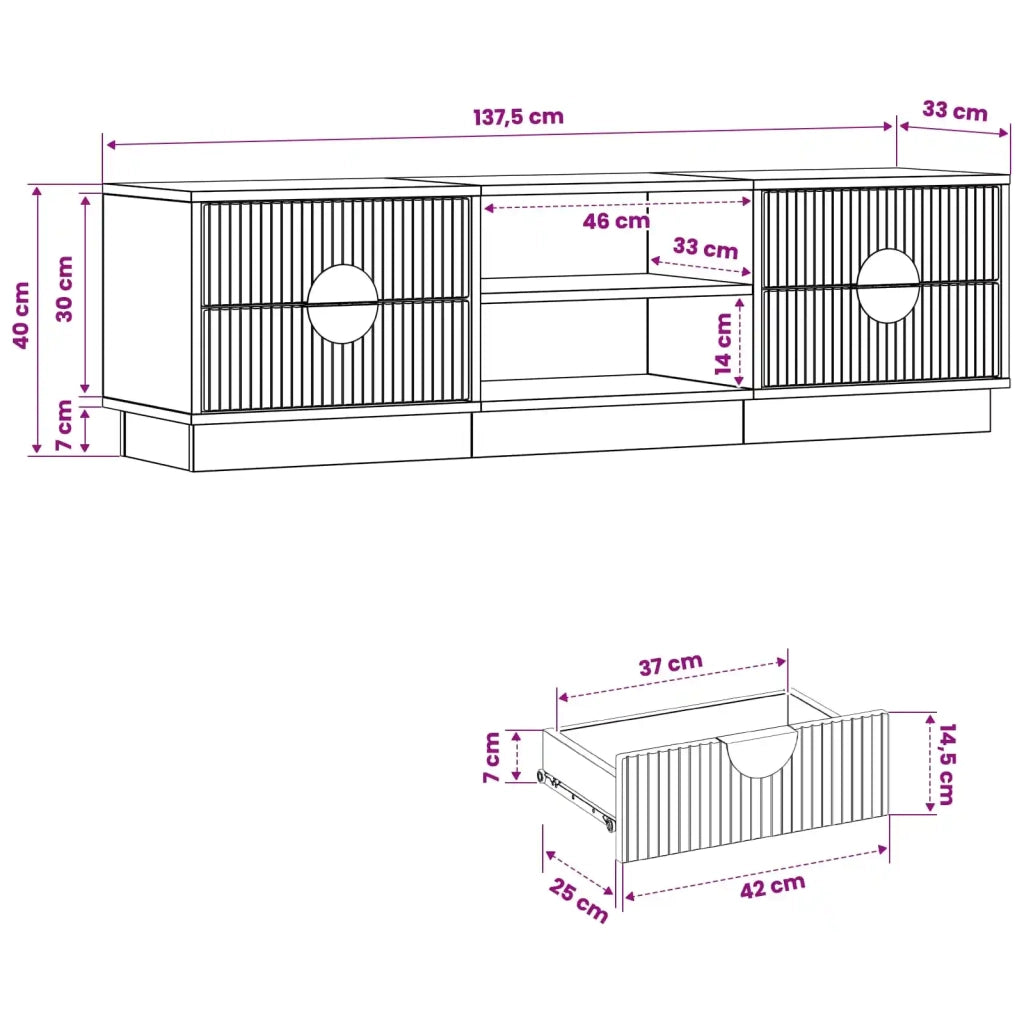 Mobile TV VENRAY 137,5 x 33 x 40 cm Bianco 8019928
