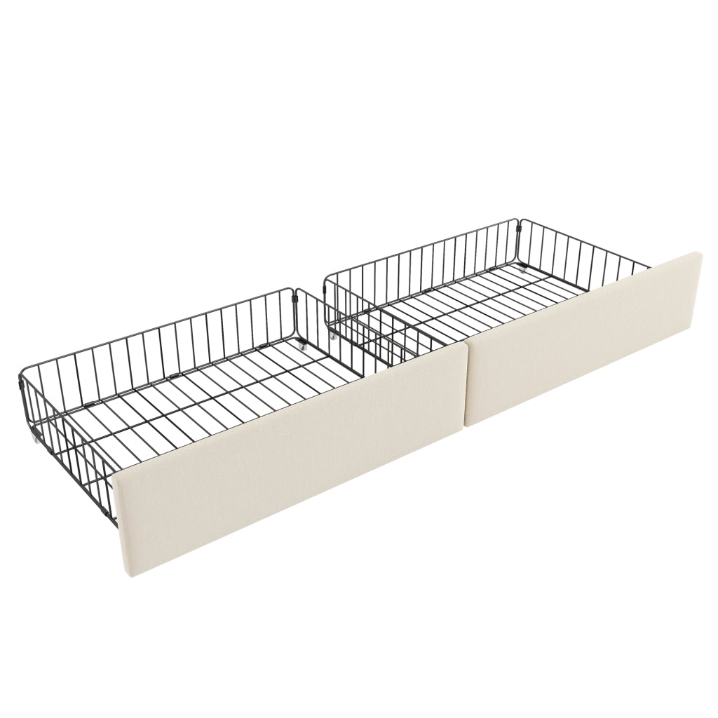 Letto contenitore imbottito beige 90x190 cm