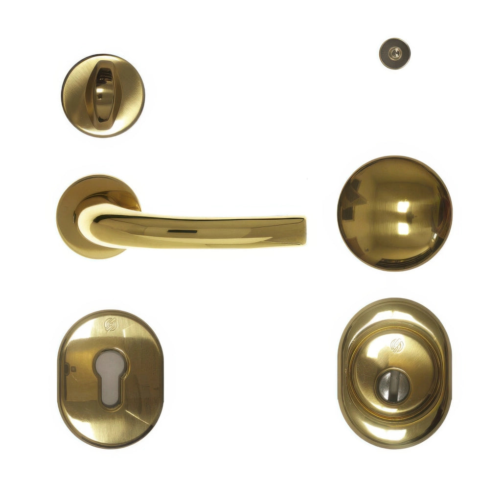 Kit Accessori Blindo in Ottone Lucido per Porta Blindata con Cilindro Europeo
