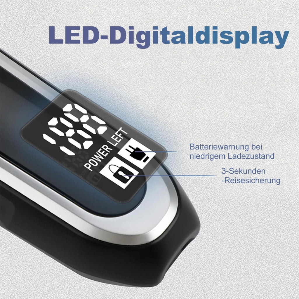 RASOIO elettrico da uomo impermeabile IPX7 con display LED e ricarica USB-C