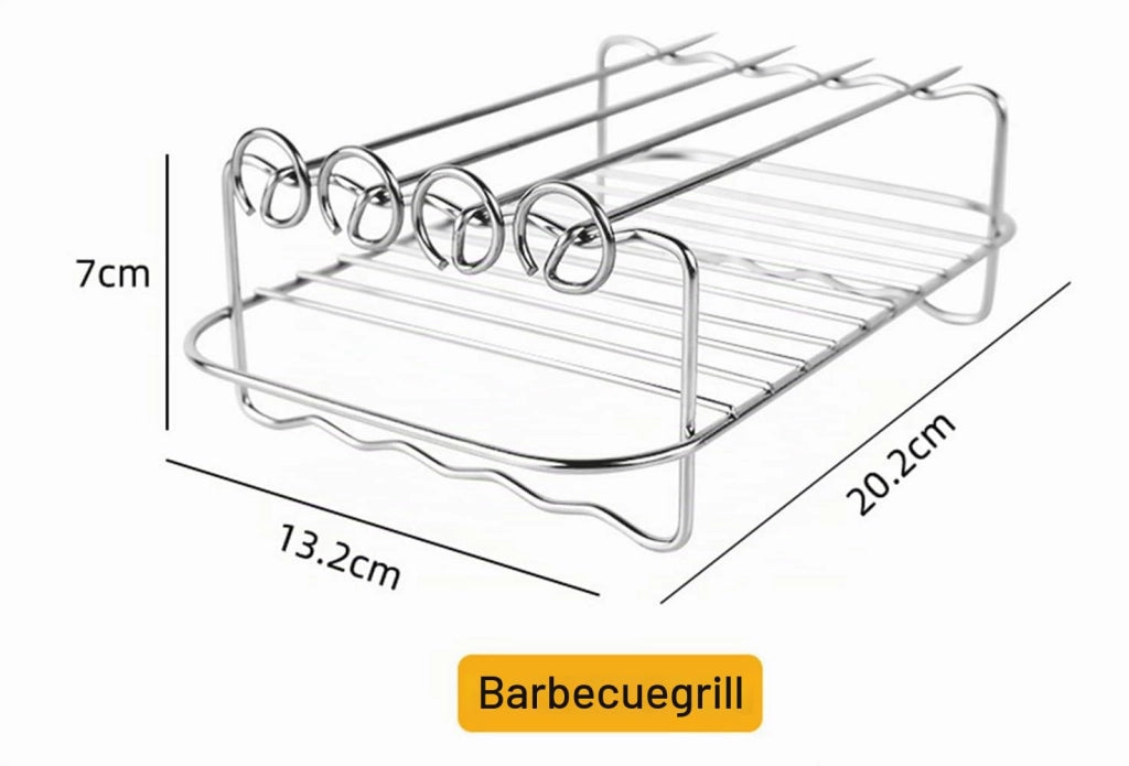 Accessori per friggitrice ad aria: griglia impilabile e spiedini per modelli da 7,6–9,5 litri