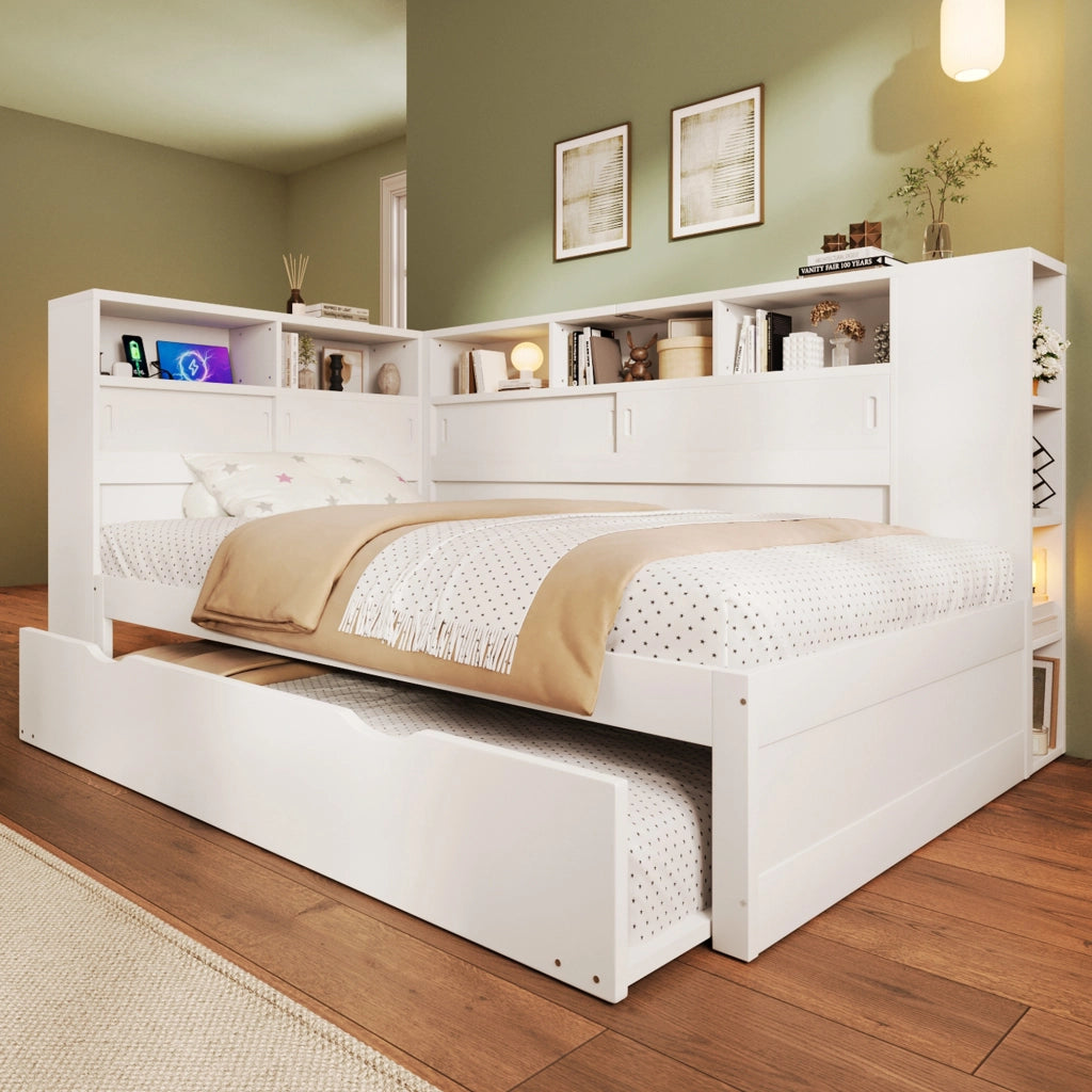 Letto singolo bianco 90x200 cm con letto estraibile