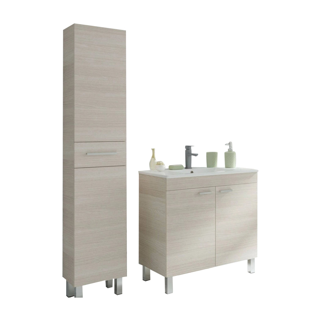 Didero, set Mobili Bagno un Cassetto, Marrone Rovere