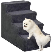 Scaletta per Cani e Gatti a 4 Gradini Altezza 44 cm Grigio Scuro con Rivestimento Sfoderabile Leggera e Portatile per Casa