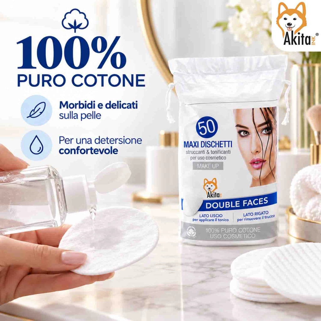 Akitaink 6 Pack Maxi Dischetti Levatrucco Puro Cotone 300 Pz