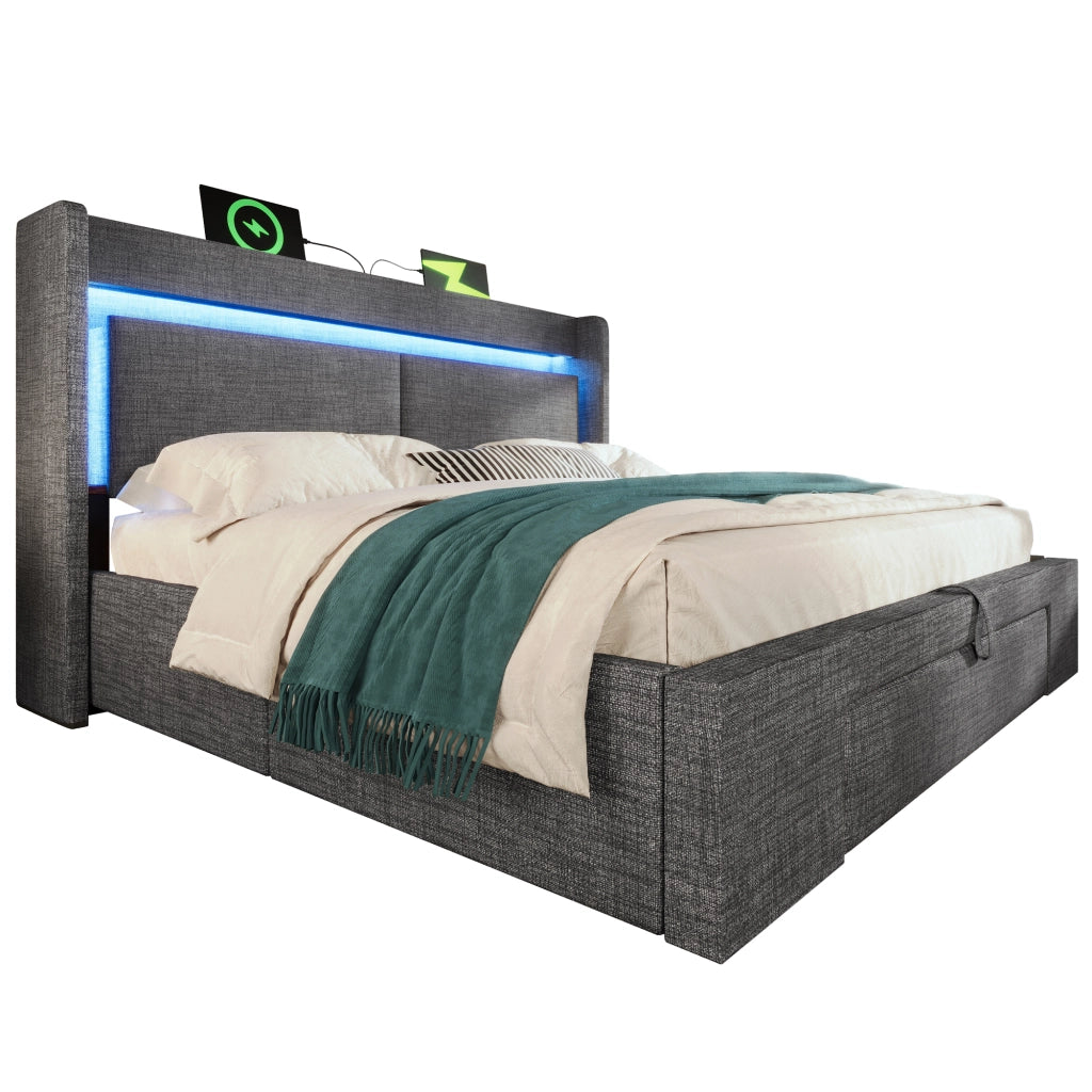 Letto imbottito 160x200 cm con contenitore idraulico
