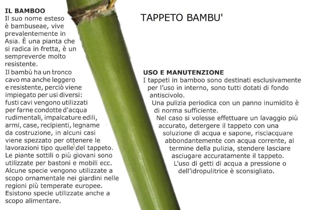 Tappeto bambu bacchette sottili cm 60x180