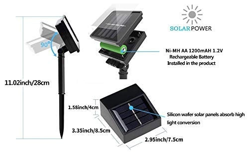 Lampada solare da esterno, 5 metri di lunghezza, 50 LED, impermeabile (bianca)