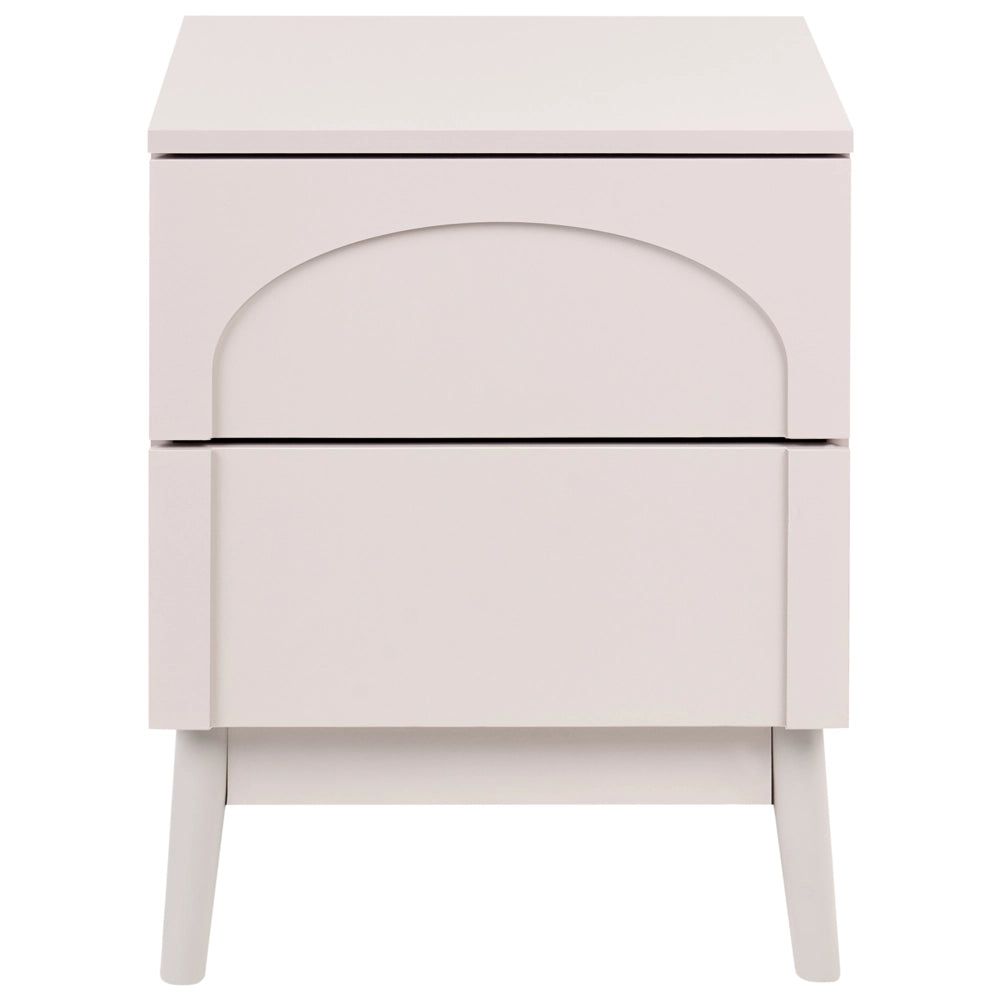 Comodino Moderno Beige Chiaro in Legno Ingegnerizzato con 2 Cassetti
