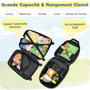 2 Pieces Kids Luggage Set with Wheels and Height Adjustable Handle-Black