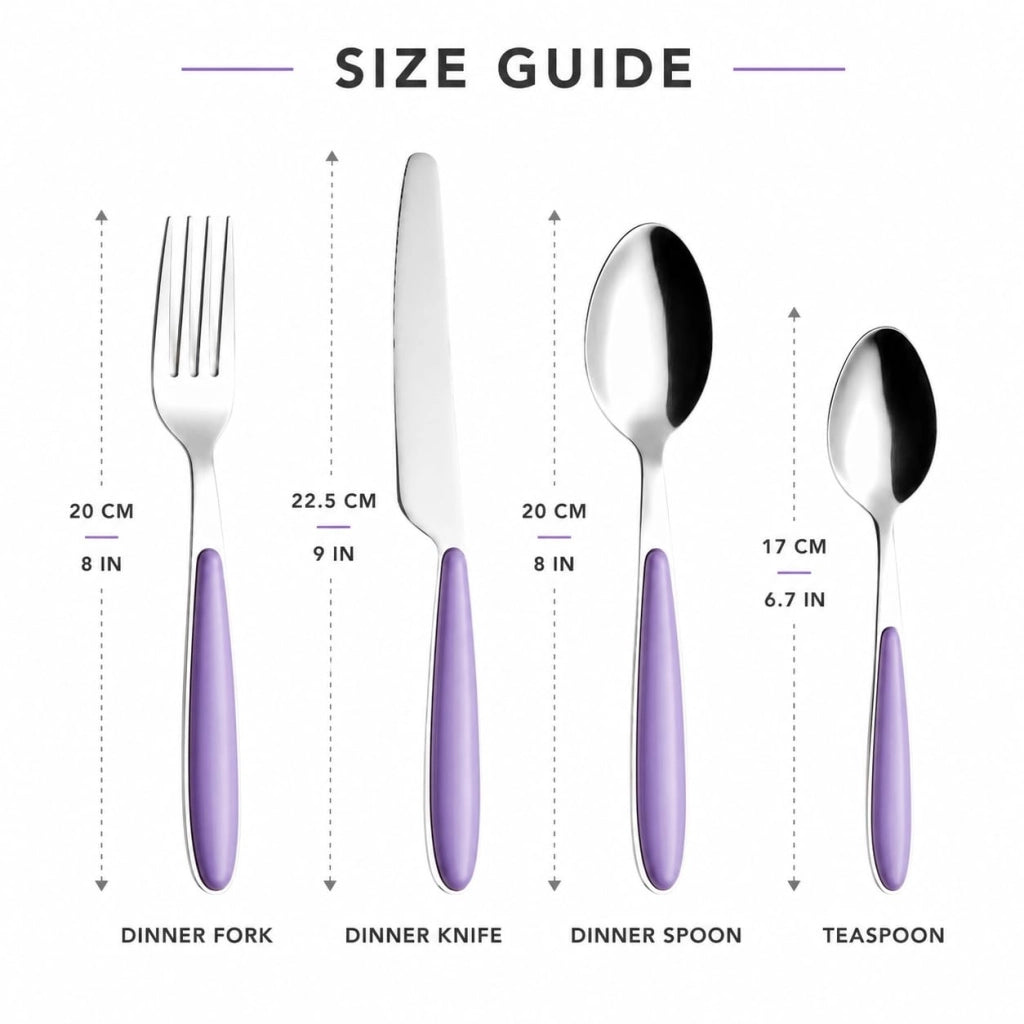 Set di posate da 24 pezzi per 6 persone, in acciaio inossidabile, colore viola
