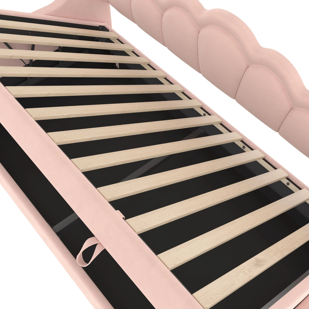 Letto singolo rosa 90x200 cm con contenitore