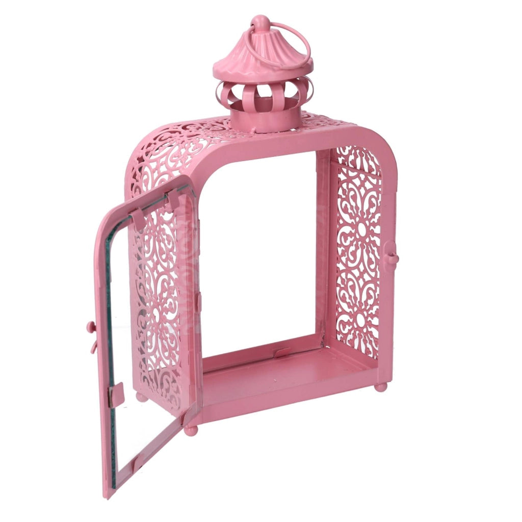 Lanterna metallo rosa cm 17x9h30