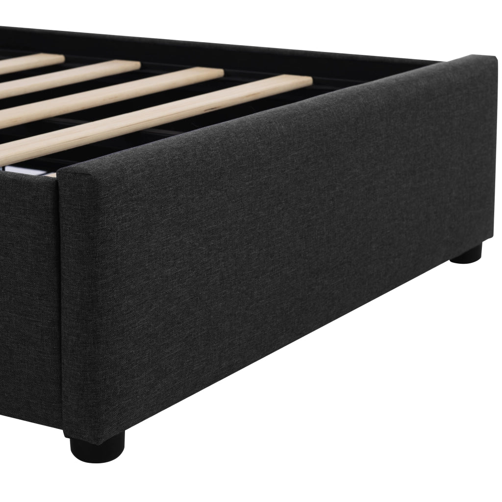 Letto singolo 90x200 imbottito nero con illuminazione LED