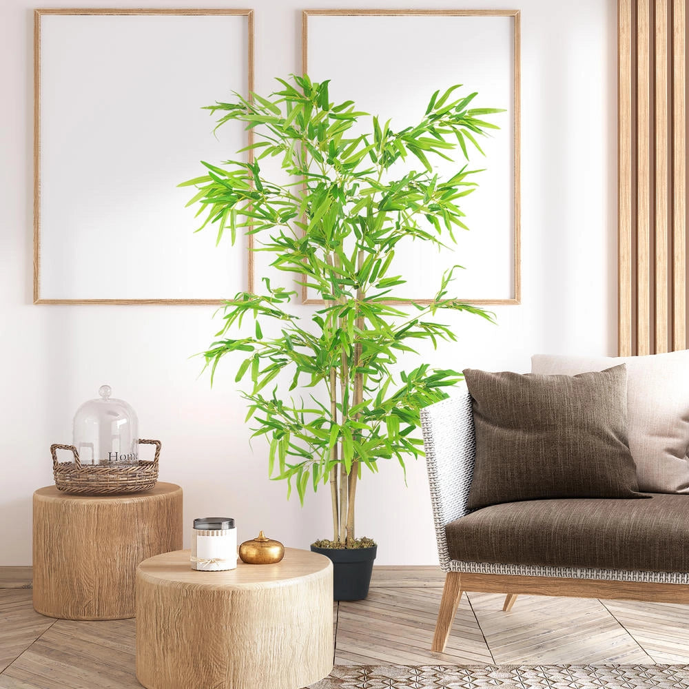 Bambù artificiale con vaso pianta finta realistica da arredo 150 cm per casa e giardino