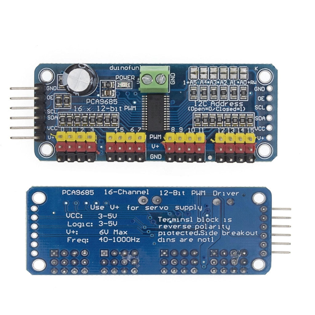 4 driver per motori PWM PCA9685, modulo a 16 canali e risoluzione a 12 bit, interfaccia IIC