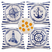 Set di 4 federe impermeabili, 50x50 cm, stile nautico