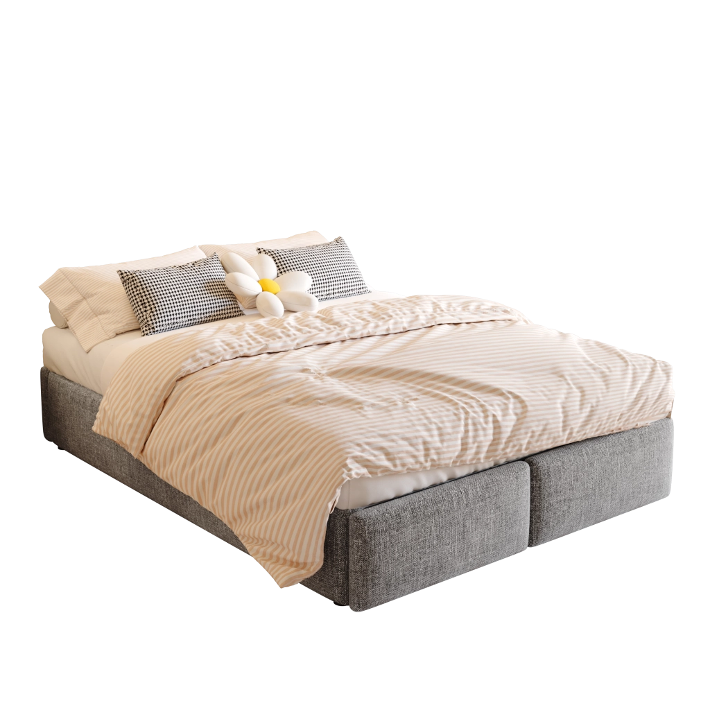 Letto imbottito grigio 140 x 200 cm