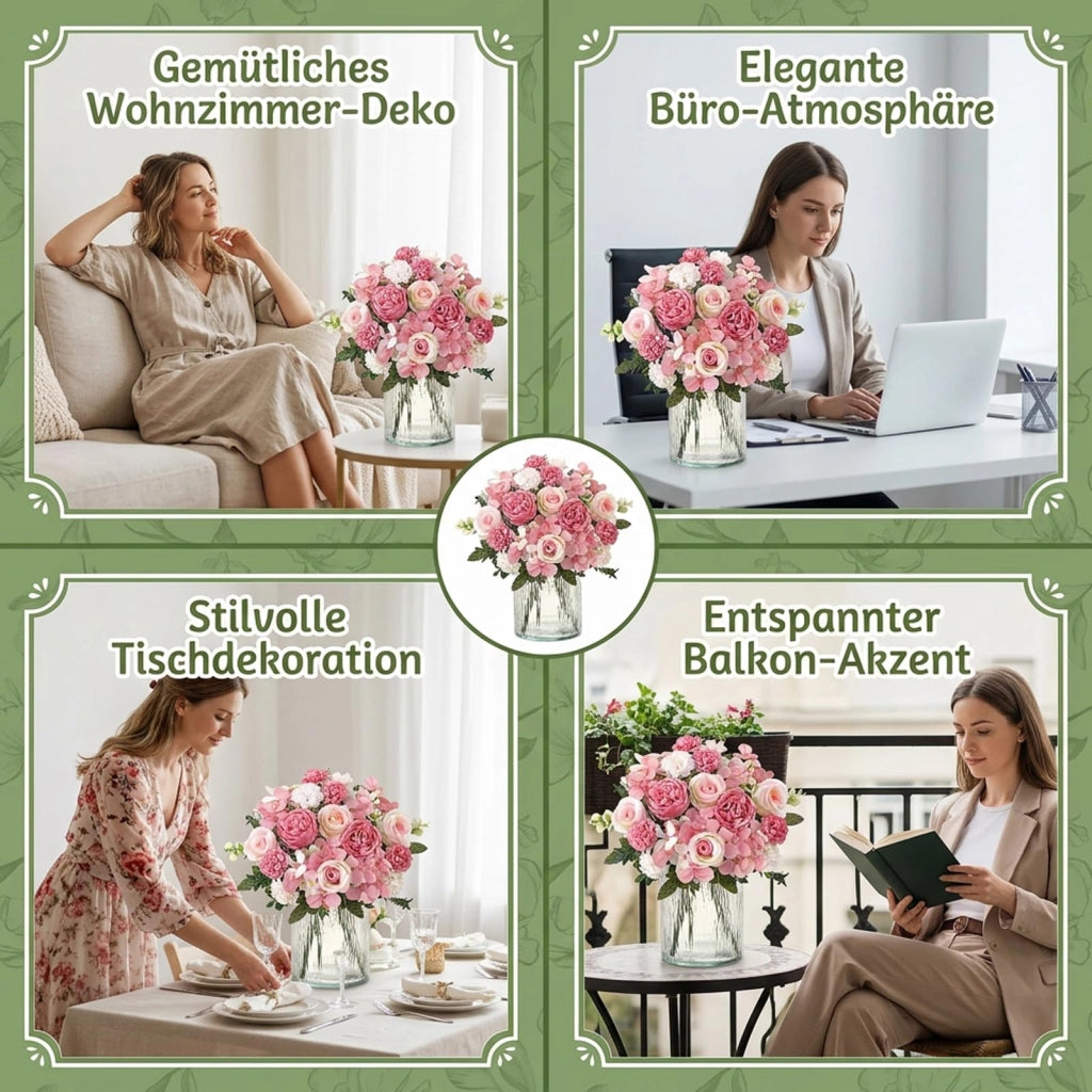 Set di fiori artificiali, 2 pezzi: peonie e rose, 30 cm, per decorazioni