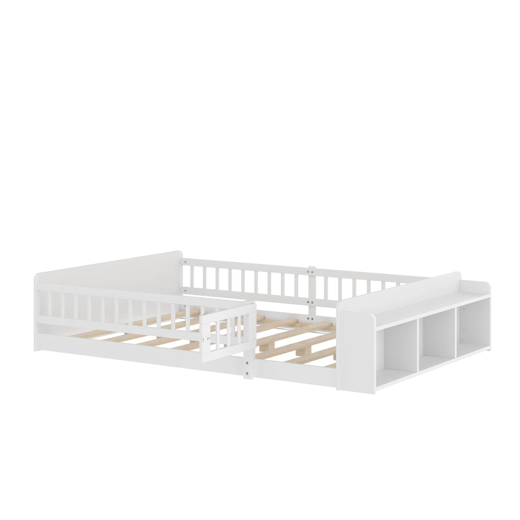 Letto per bambini 140 x 200 cm bianco con scaffali aperti
