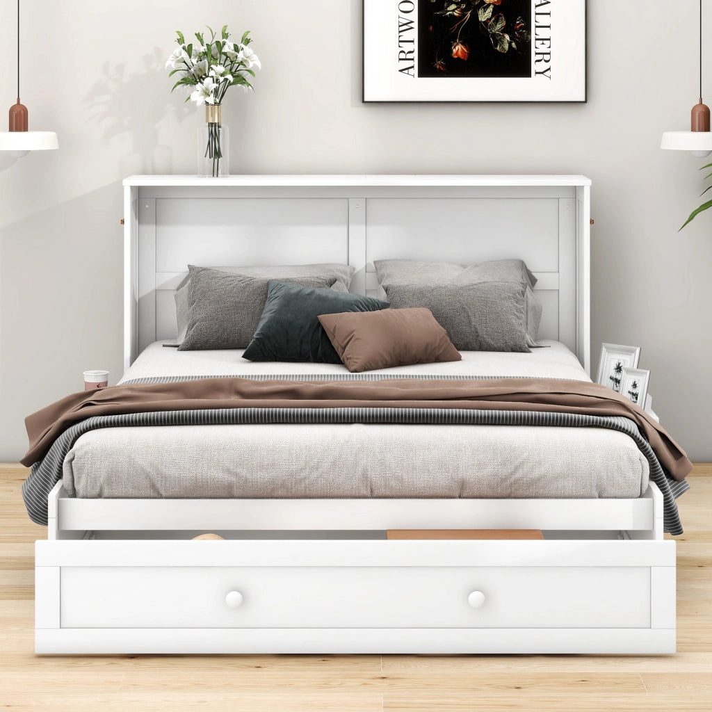Letto a scomparsa 140x200 trasformabile in armadio bianco