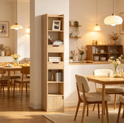SCAFFALE 33 x 181 x 24 cm rovere chiaro con 6 ripiani e 2 cassetti