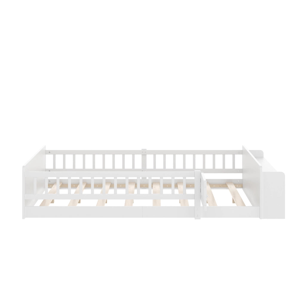 Letto per bambini 140 x 200 cm bianco con scaffali aperti
