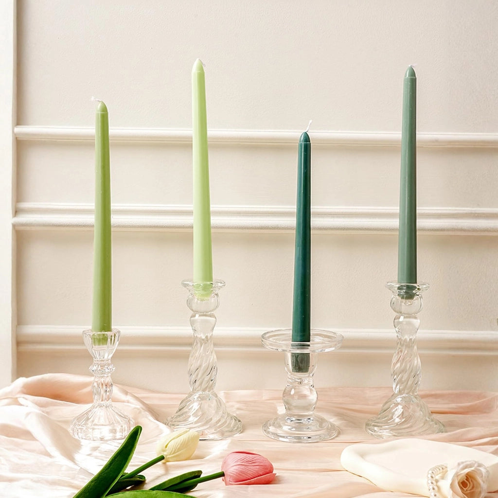 Set di 8 candele conici, 25 cm x 2,2 cm, colore verde