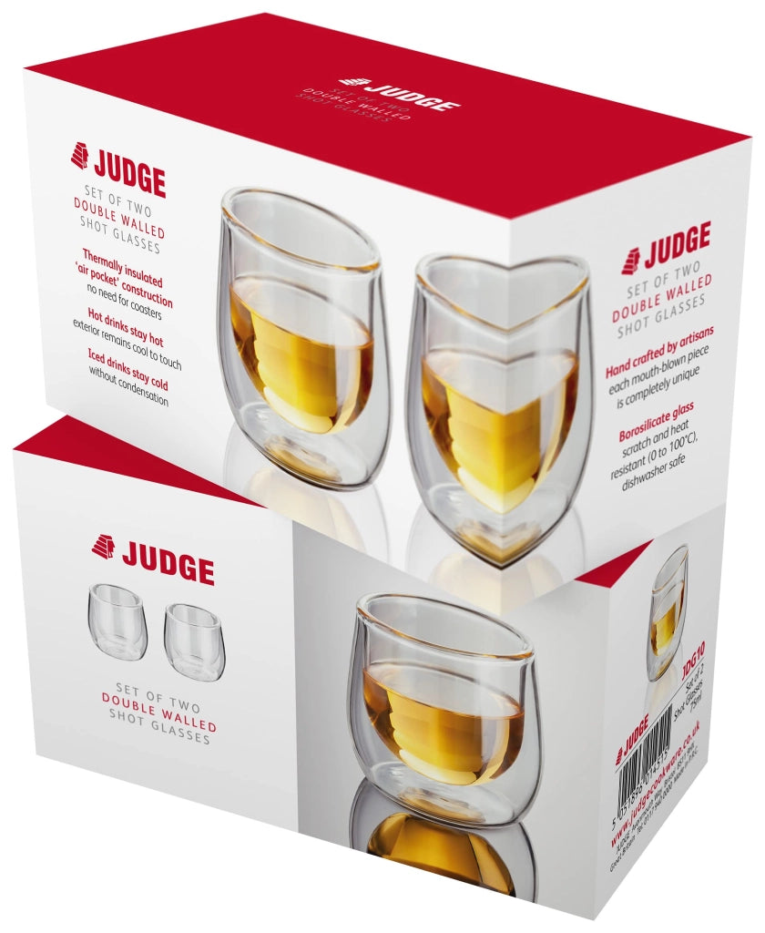 Bicchiere a doppia parete, capacità 75 ml, set da 2, trasparente