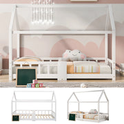 Letto casetta per bambini 90 x 200 cm bianco con lavagna