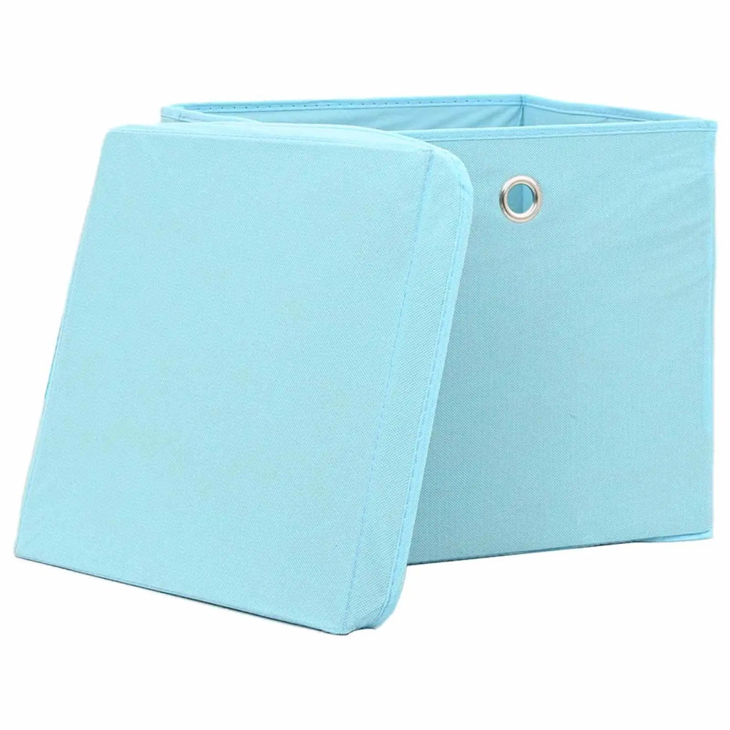Scatole con Coperchi 4pz Azzurre 32x32x32 cm Tessuto 288374