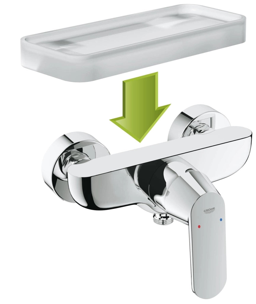 Doccetta monocomando, montaggio a parete, cromo, 1 foro, in ottone