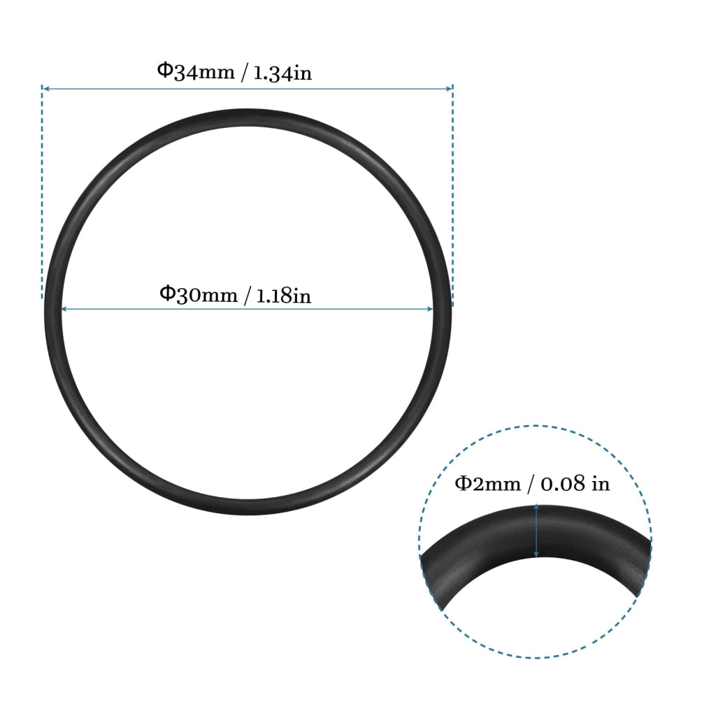O-ring, 34x30x2 mm, gomma nitrilica, 50 pezzi, colore nero