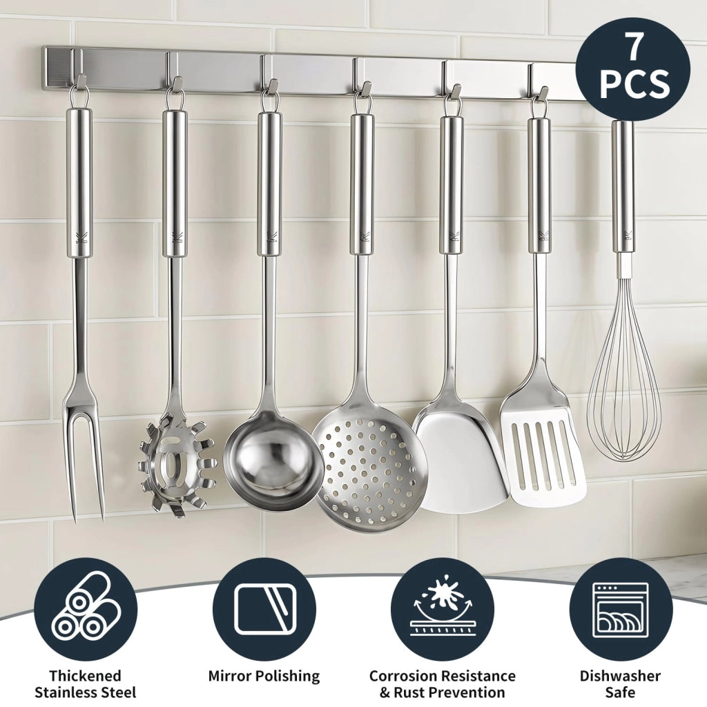 Set di pentole e accessori per la cucina, in acciaio inossidabile, composto da 6 pezzi