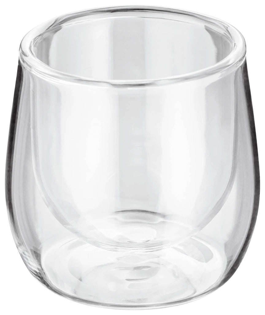 Bicchiere a doppia parete, capacità 75 ml, set da 2, trasparente
