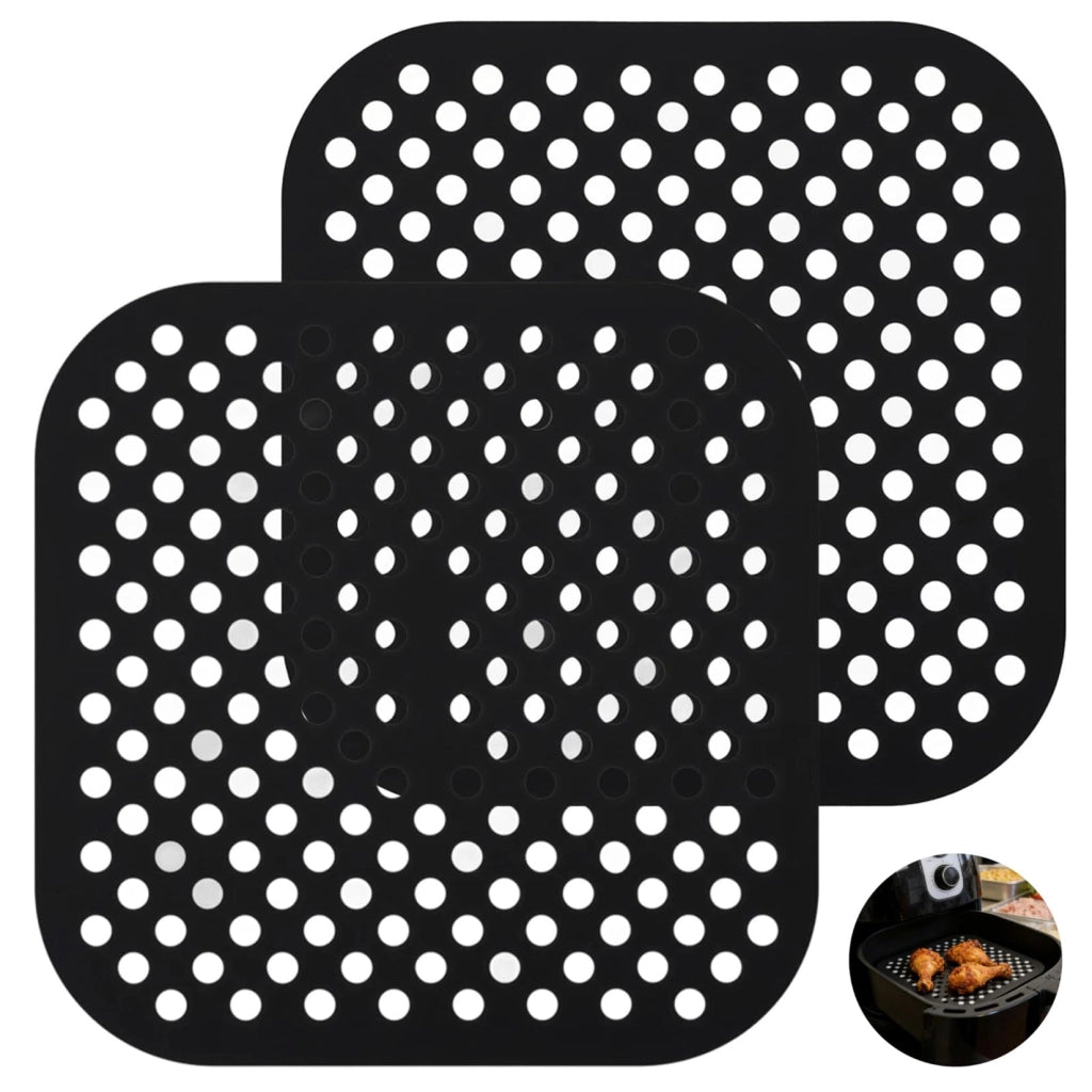 Tappetini per friggitrice ad aria, 2 pezzi, in silicone, 21,5 cm, quadrati