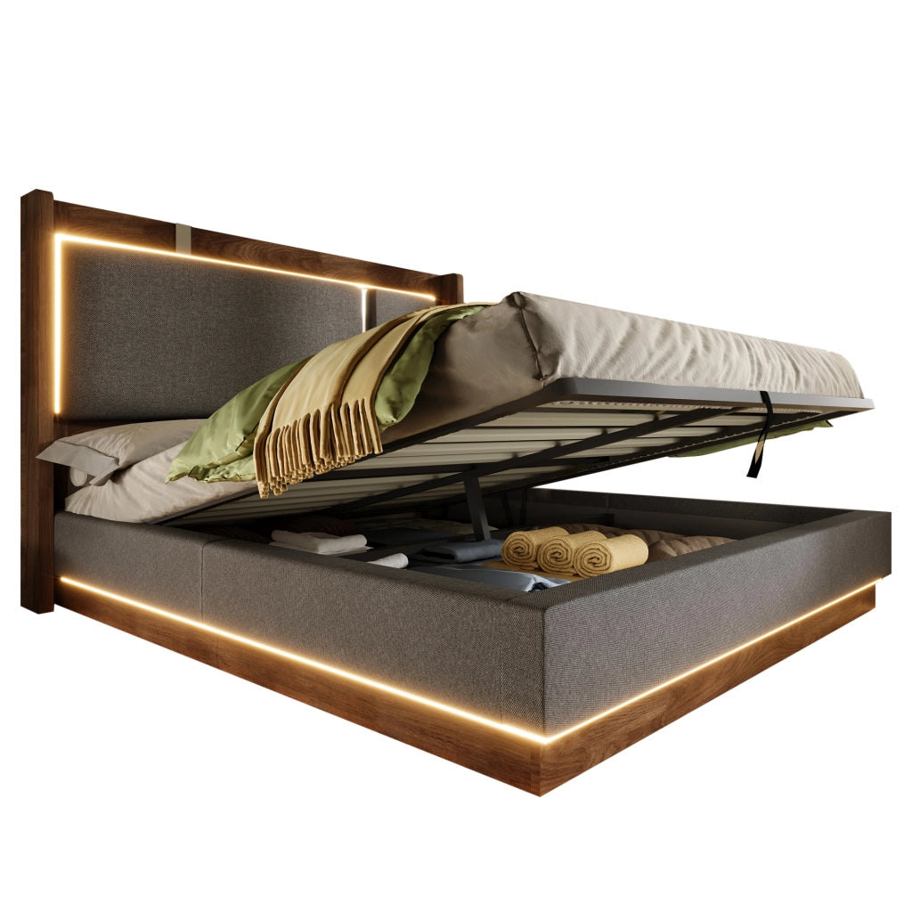 Letto matrimoniale imbottito grigio 140 x 200 cm