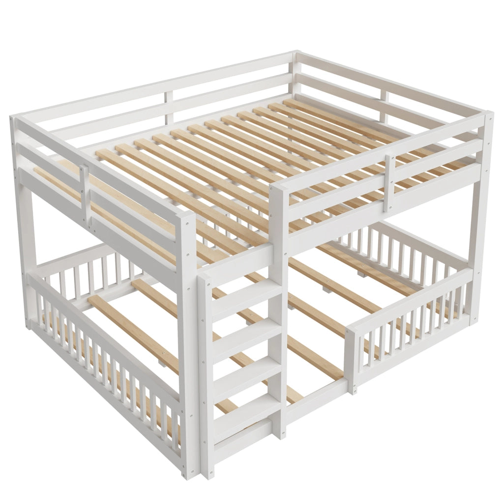 Letto a castello 160x200 cm bianco in pino e MDF con sponde