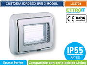 ETTROIT LG2703 PLACCA COPERTURA STAGNA 3M IDROBOX 3 MODULI GRIGIA IP55 COMPATIBILE SERIE BTICINO LIVING