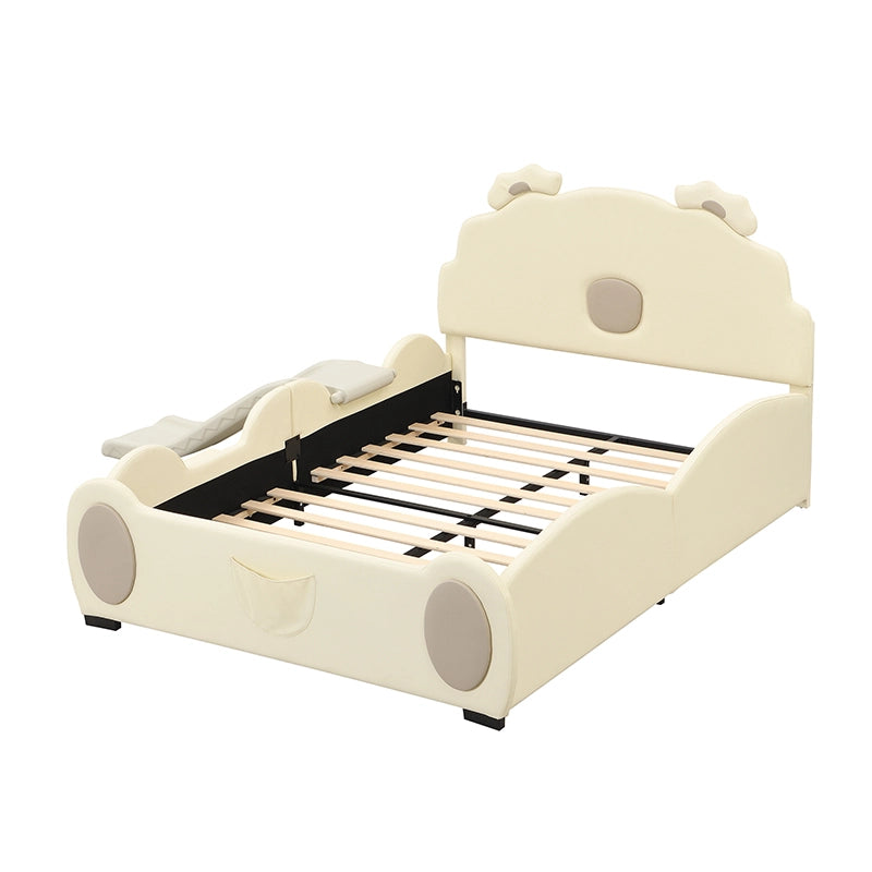 Letto per bambini 140x200 cm con scivolo beige