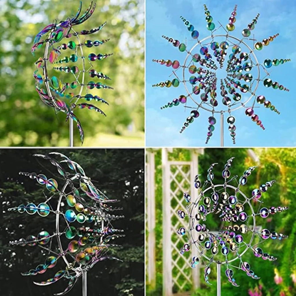 Mulino a vento cinetico in metallo, altezza 65 cm, multicolore, ideale per giardino e terrazza