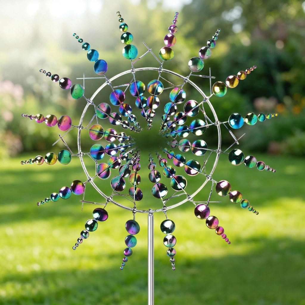 Mulino a vento cinetico in metallo, altezza 65 cm, multicolore, ideale per giardino e terrazza