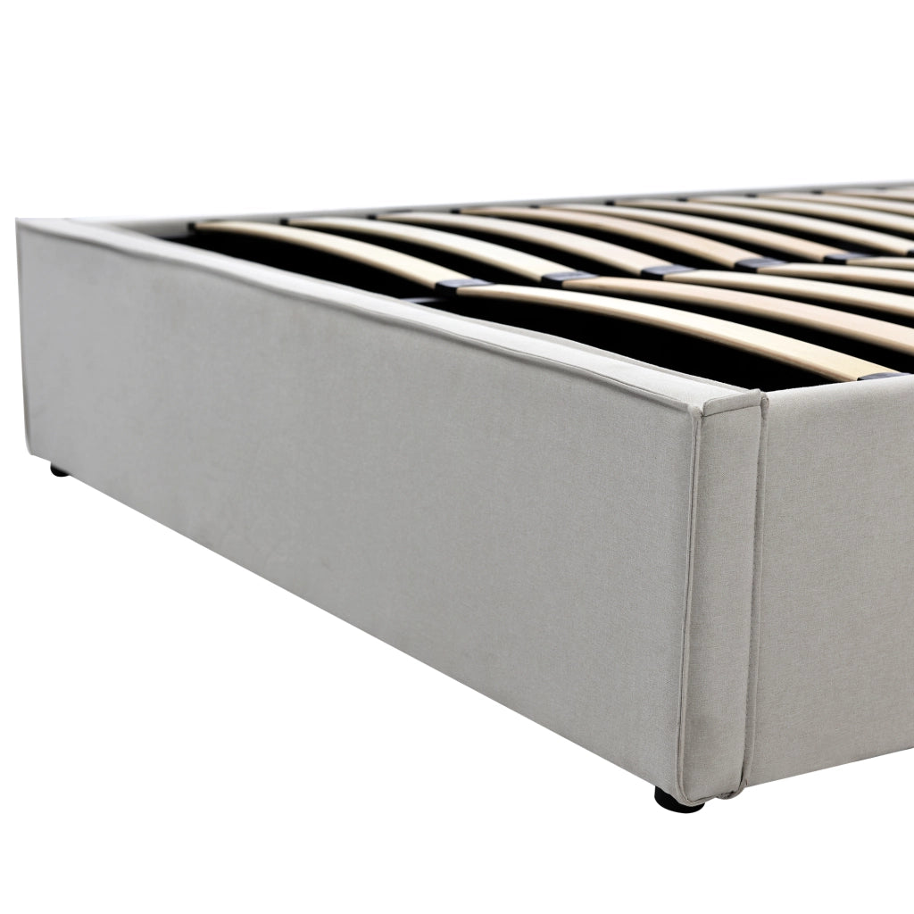 Letto imbottito 140x200 cm con contenitore grigio chiaro