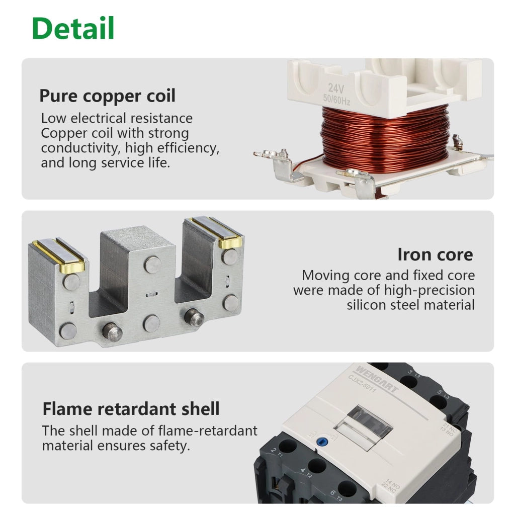 Interruttore magnetotermico AC CJX2-50, 50A, 24V AC, compatto e robusto