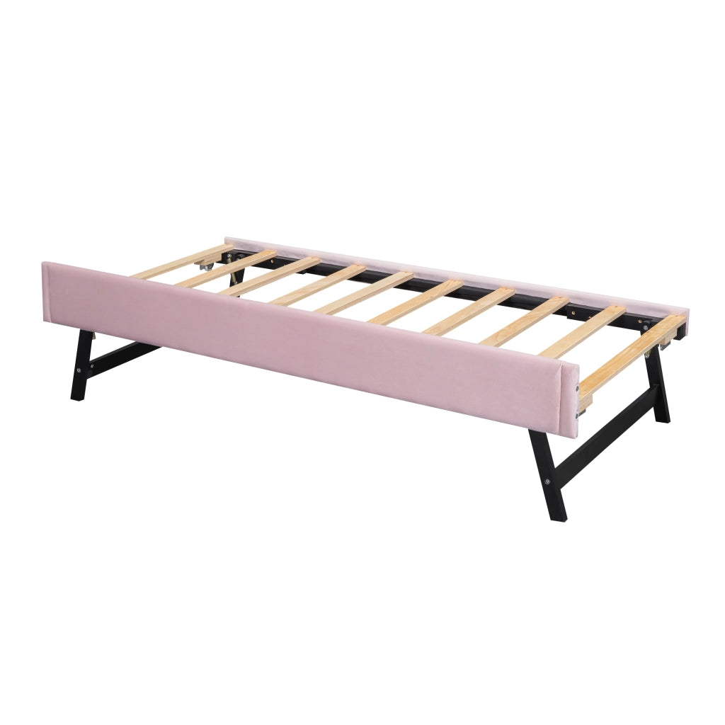 Letto imbottito 90x200 cm rosa con letto estraibile