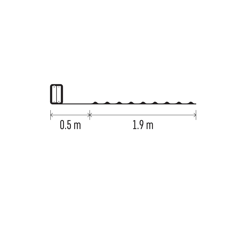 Catena luminosa a LED, lunghezza 1,9 metri, 20 LED, con timer, alimentata a batteria, multicolore