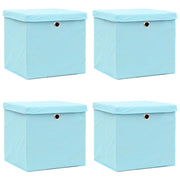 Scatole con Coperchi 4pz Azzurre 32x32x32 cm Tessuto 288374