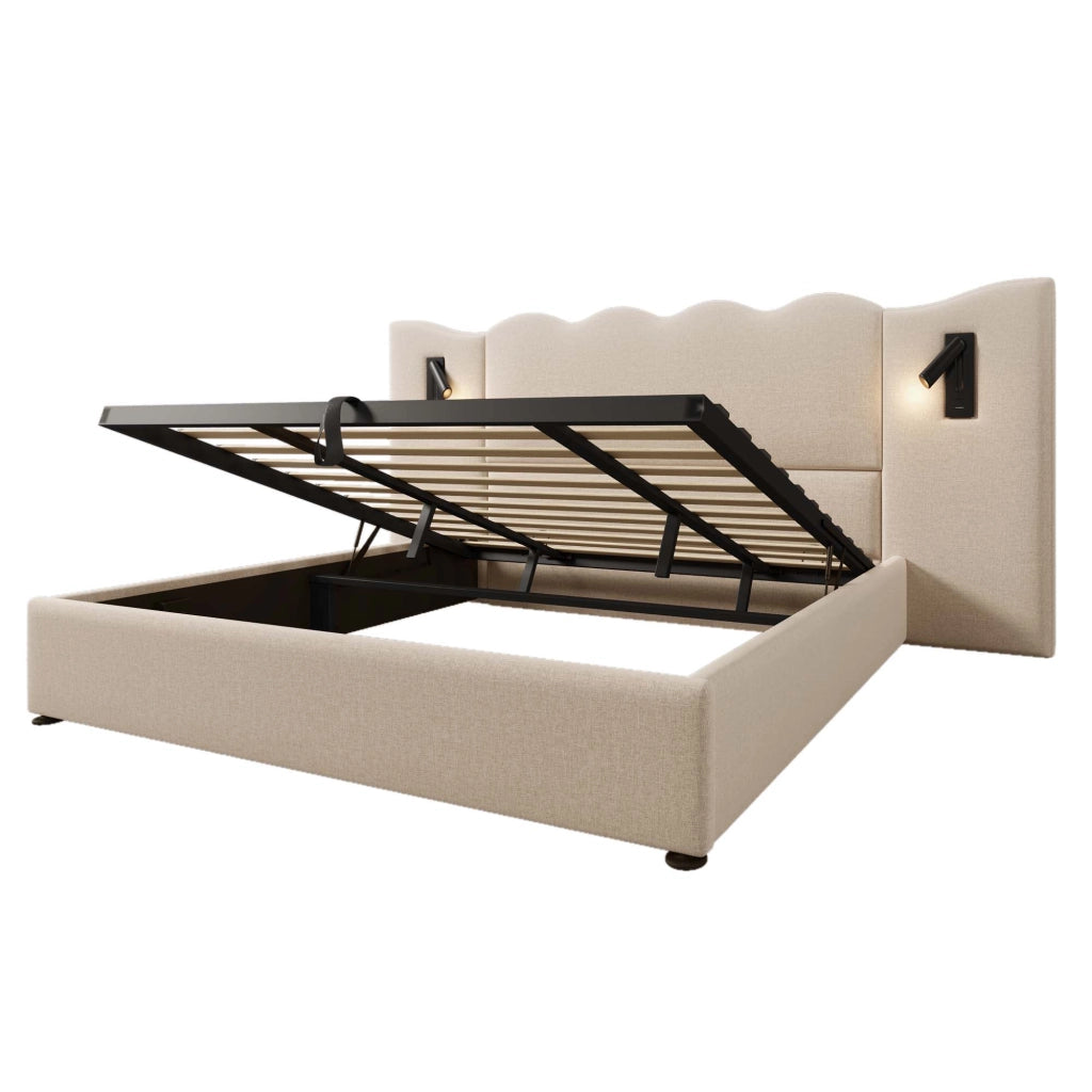 Letto matrimoniale contenitore beige 180x200 cm