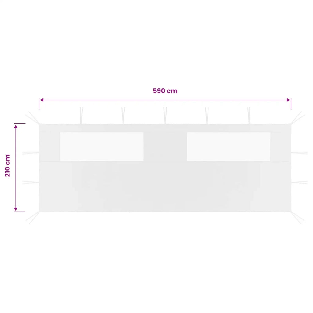 Parete con Finestre per Gazebo 6x2 m Bianca 3070416