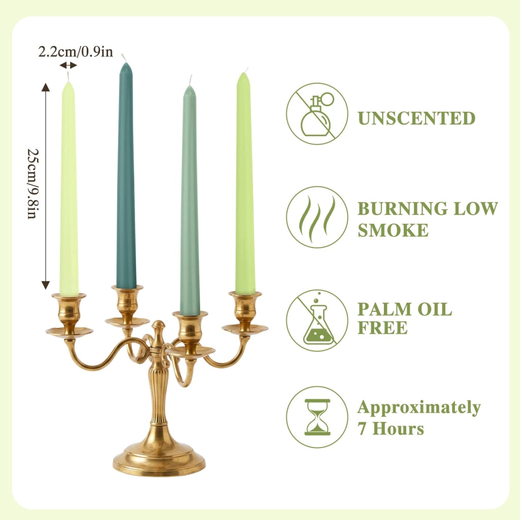 Set di 8 candele conici, 25 cm x 2,2 cm, colore verde